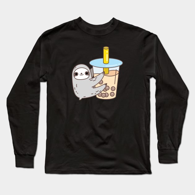 Sloth loves bubble tea Long Sleeve T-Shirt by Noristudio